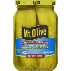 Mt Olive Sandwich Stuffer Slices No Sugar Added Bread & Butter 16 fl oz Jar