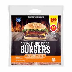 Kroger 73% Lean 100% Pure Beef Quarter Pound Burgers BIG Deal!