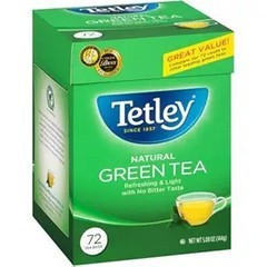 Tetley All Natural Green Tea Bags, 72 Count, Light-Bodied and Smooth