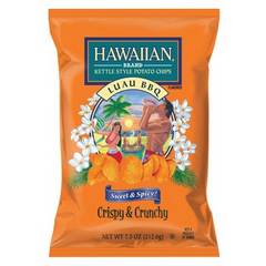 Hawaiian Brand Luau BBQ Kettle Style Potato Chips, Gluten-Free, 7.5 oz Bag