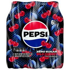 Pepsi Zero Sugar Wild Cherry Soda Soft Drink 6 pk Bottles 16.9 oz