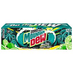 Mountain Dew Zero Sugar Baja Blast Soda Soft Drink Tropical Lime 12 pk Cans 12 oz