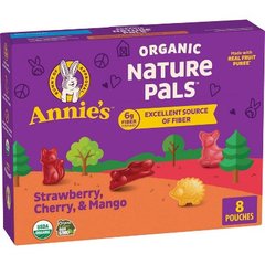 Annie's Organic Nature Pals Fiber Fruit Flavored Snacks Strawberry Cherry and Mango Gluten Free 8 ct 5.6 oz 8 ea Box