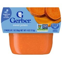 Gerber 1St Foods Baby Food Sweet Potato Puree Clean Label Project 2 oz Tubs 2 Pack (Pack of 8) 2 ea Sleeve