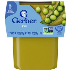 Gerber Stage 2 Baby Food Peas Baby Peas Puree Tub Baby Puree 2pk 8 oz