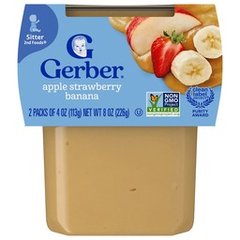 Gerber Stage 2 Baby Food Apple Strawberry Banana Puree Tubs Baby Puree 2pk 4 oz