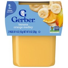 Gerber Stage 2 Baby Food Banana Orange Medley Puree Tub Baby Puree 2pk 4 ea