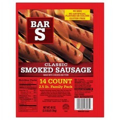 BarS Classic Smoked Sausage, 14-Count, 2.5 lb Family Pack