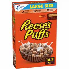 General Mills REESE'S PUFFS Chocolatey Peanut Butter Cereal Large Size