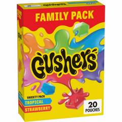 Gm Fruit Gushers Strawberry Splash and Tropical Flavors 20.8 oz Pouches 16 oz