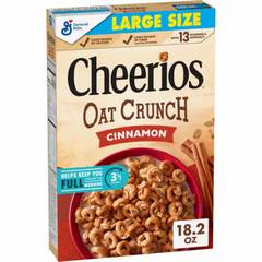 Cheerios Oat Crunch Cinnamon Breakfast Cereal Made with Whole Grain Large Size 18.2 oz 18.2 oz Box