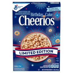 General Mills Cheerios Birthday Cake Sweetened Whole Grain Oat Cereal Limited Edition, 11 oz