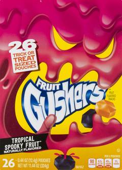 Gushers Tropical Spooky Fruit Flavored Snacks, 0.44 oz, 26 count