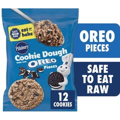 Pillsbury Refrigerated Cookie Dough Eat or Bake Made with Oreo Pieces Makes 12 Big Cookies 16 oz 16 oz