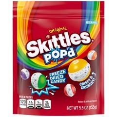 Skittles Pop'd Originals Freeze Dried Candy 5.5 oz Resealable Candy Bag 5.5 oz