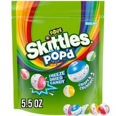 SKITTLES POP'D Sour Freeze Dried Candy - 5.5 oz Bag