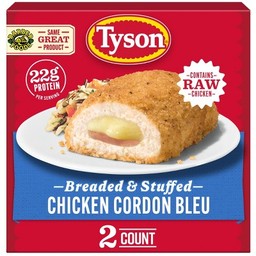 Tyson Frozen Stuffed Chicken Breasts Cordon Bleu, 2 ct