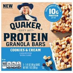 Quaker Protein Granola Bars Cookies & Cream 5 1.41 oz Bars 7 oz
