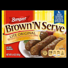 Banquet Brown'n Serve Lite Original Fully Cooked Sausage Links Frozen Breakfast 6.4 oz 6.4 oz
