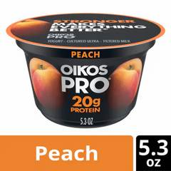 Oikos Pro 20g Protein Zero Added Sugar Non Fat Blended Greek Yogurt - Peach 5.3 oz