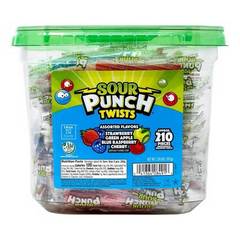 Sour Punch Twists, Assorted Flavors Chewy Candy, 210 Pieces, 2.59 lb Jar