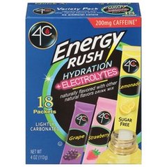 4C Energy Rush Electrolytes Lemonade/Strawberry/Grape Drink Mix