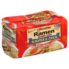 Maruchan Chicken Flavor Ramen Noodle Soup Souper 6pk 6.3 oz Packages 18 oz