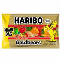 Haribo Goldbears Gummies Original Assorted Fruit Flavor Gummy Candy 3.5 oz Share Size Peg Bag