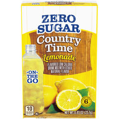 Country Time Zero Sugar Lemonade Naturally Flavored Powdered Drink Mix, 6 ct On-the-Go Packets