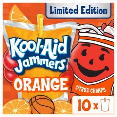 Kool-Aid Jammers Orange Thunder vs Citrus Champs Artificially Flavored Drink, 10 Pouches, for On-the-Go, on the Bench, or in the Stands, Orange Flavor, No Artificial Dyes, 6 fl oz