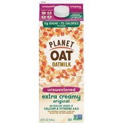 Planet Oat Unsweetened Extra Creamy Oatmilk, 52 oz