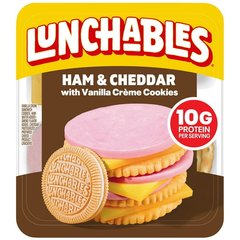 Lunchables Ham & Cheddar Cheese Cracker Stackers with Vanilla Creme Cookies Snack Kit