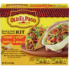 Old El Paso Stand 'N Stuff & Tortilla Bowls Hard & Soft Taco Kit 9.4 Ounces