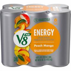 V8 Energy Peach Mango Energy Drink 8 fl oz Can (6 Pack)