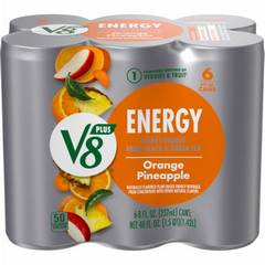 V8 Energy Orange Pineapple Energy Drink 8 fl oz Can (6 Pack) 48 oz