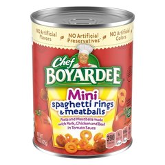 Chef Boyardee Mini Spaghetti Rings and Meatballs in Tomato Sauce Ready to Eat Meal 15 oz Can