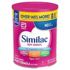 Similac Soy Isomil For Fussiness and Gas Infant Formula with Iron Powder, 30.8 oz