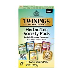 Twinings Five Flavor Variety Herbal Tea Bags - Caffeine Free - 1.21oz/20ct