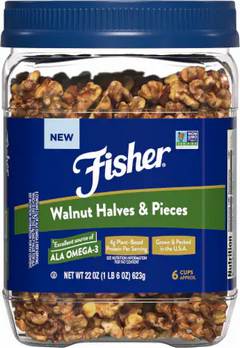 Fisher California Grown Unsalted Walnut Halves & Pieces