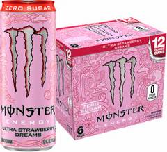 Monster Energy Ultra Strawberry Dreams Sugar Free Energy Drink 6 Pack 12 fl oz