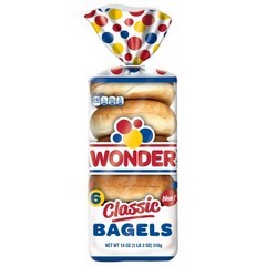 Wonder Bread Classic Plain White Bagels, Sliced White Bagels