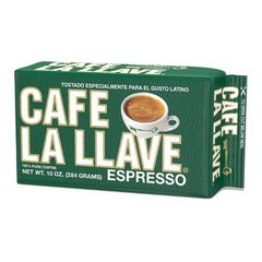 Cafe La Llave Dark Roast Ground Espresso Coffee, 10 oz Brick, Cuban-Style Blend