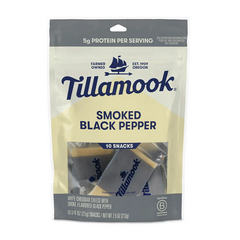 Tillamook Smoked Black Pepper White Cheddar Cheese Snacks 10 Pack