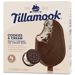 Tillamook Cookies & Cream Really Creamy Ice Cream Bar- 12oz/4ct