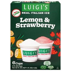 Luigi's Lemon & Strawberry Real Italian Ice 6 fl oz 6 Count (Frozen)