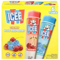 ICEE Cherry & Blue Raspberry Freeze Tubes, 3 fl oz, 6 Count