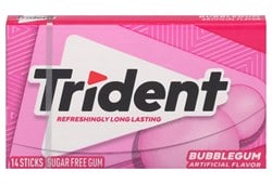 Trident Sugar Free Bubblegum Gum 14 ea 14 ct Shrinkwrapped