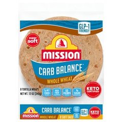 Mission Carb Balance Soft Taco Size Whole Wheat Tortillas 8ct 8 ea