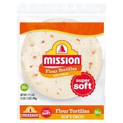 Mission Super Soft Flour Tortillas Soft Taco Size 10 Count 10 ea Bag