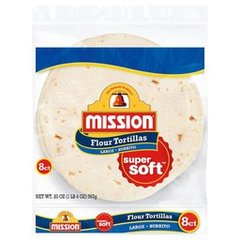 Mission Super Soft Flour Tortillas, Burrito Size, 8 ct